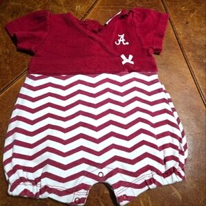 Alabama Crimson and White Baby Romper 6 Month